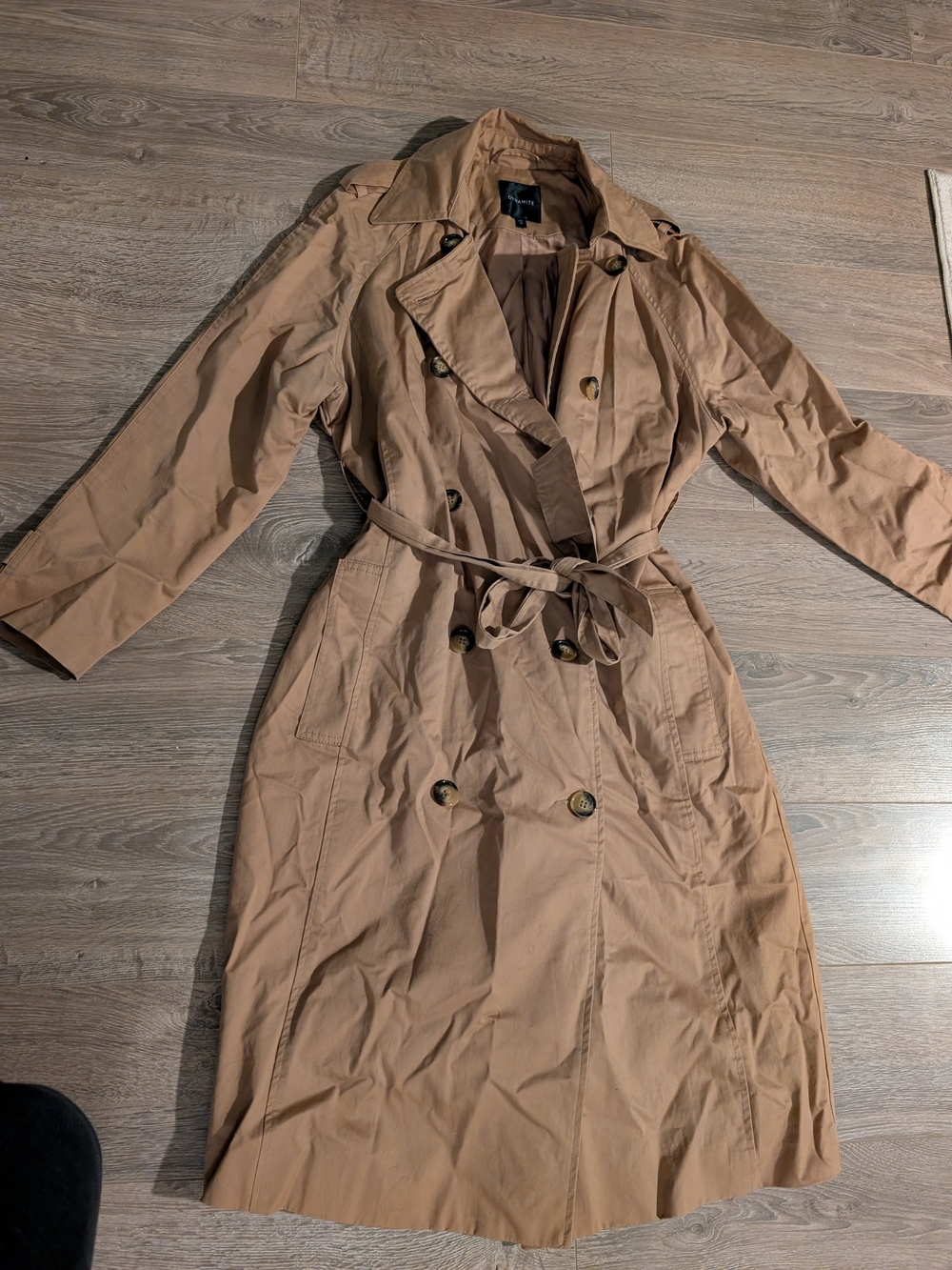 Dynamite 100% Cotton Tan Trench Coat – Double Breasted – Size P/S